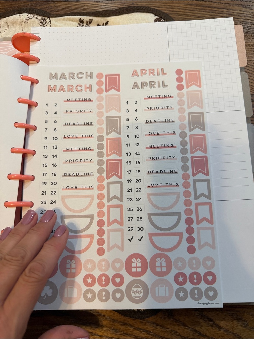 The Happy Planner Blush Pink & Gold Floral Monthly Planner - Picture 5 of 16